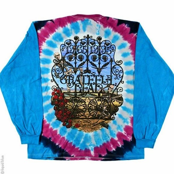 Grateful Dead Bertha Original 1995 Tie Dye Liquid Blue rock L/s T-Shirt 2XL NWT - Picture 4 of 7